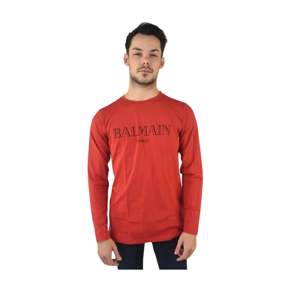 Langarm Logo Print Basic T-shirt