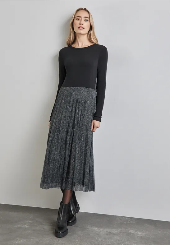Street One Midi-Kleid mit Plissée-Rock 
